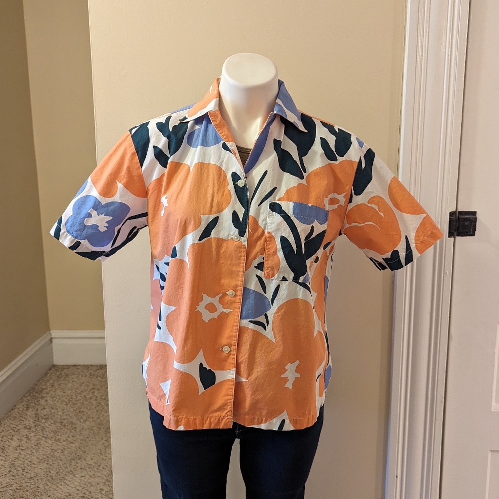 Uniqlo Marimekko floral print button down top size S